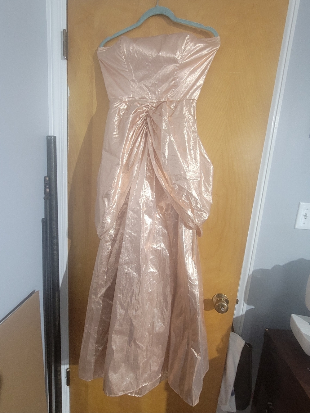 Strapless Shimmery Rose Gold Evening Gown